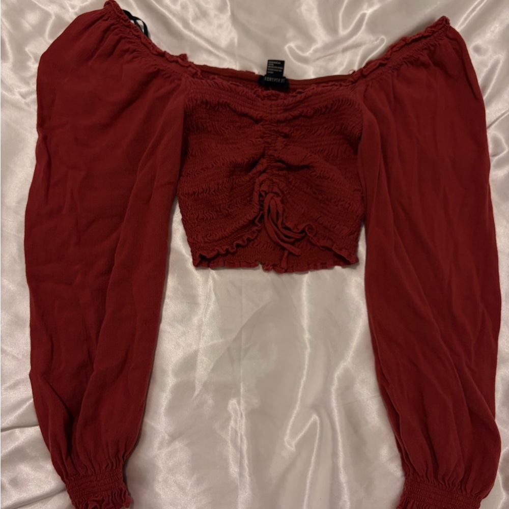 Forever 21 Rose Textured Crop Top